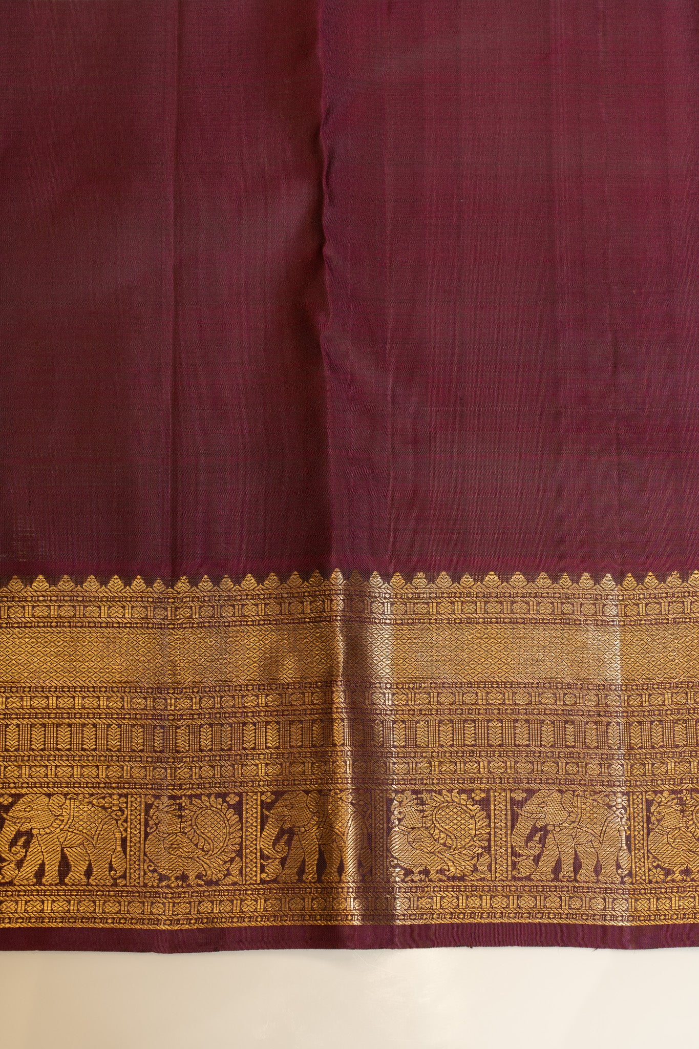 Rust orange zari checks iruthalaipakshi pure Kanchipuram silk saree