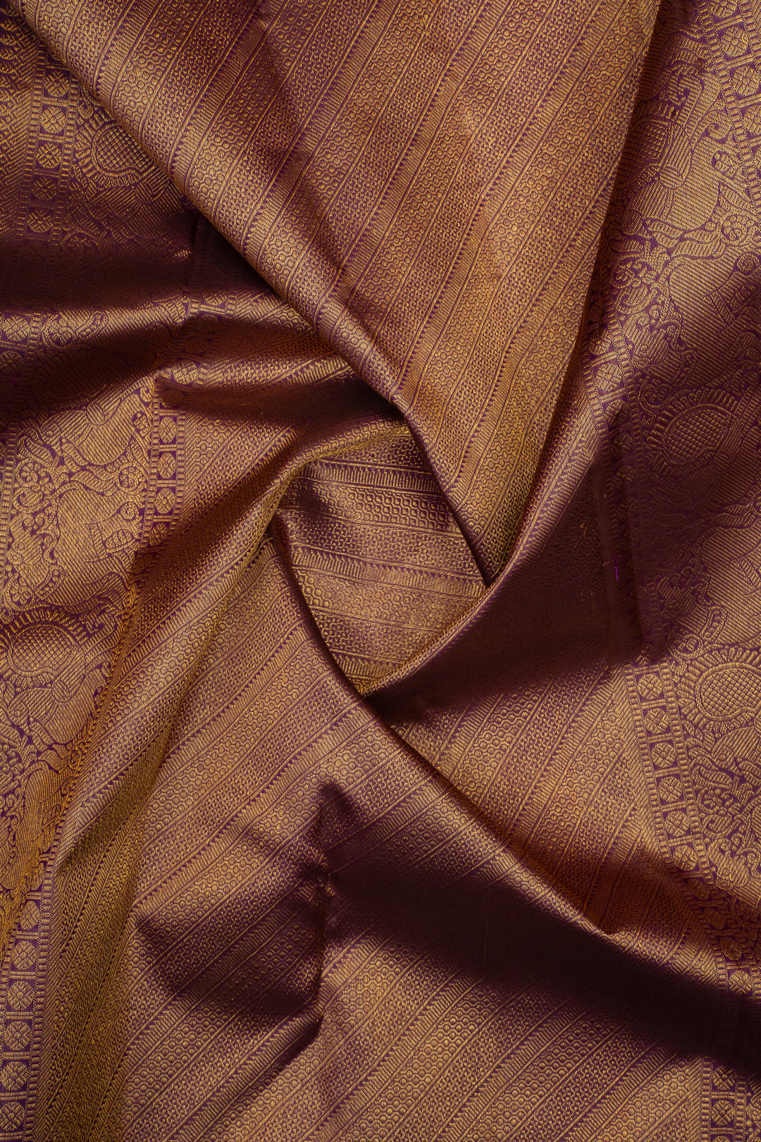 Purple Zari Checks Pure Kanchipuram Silk Saree