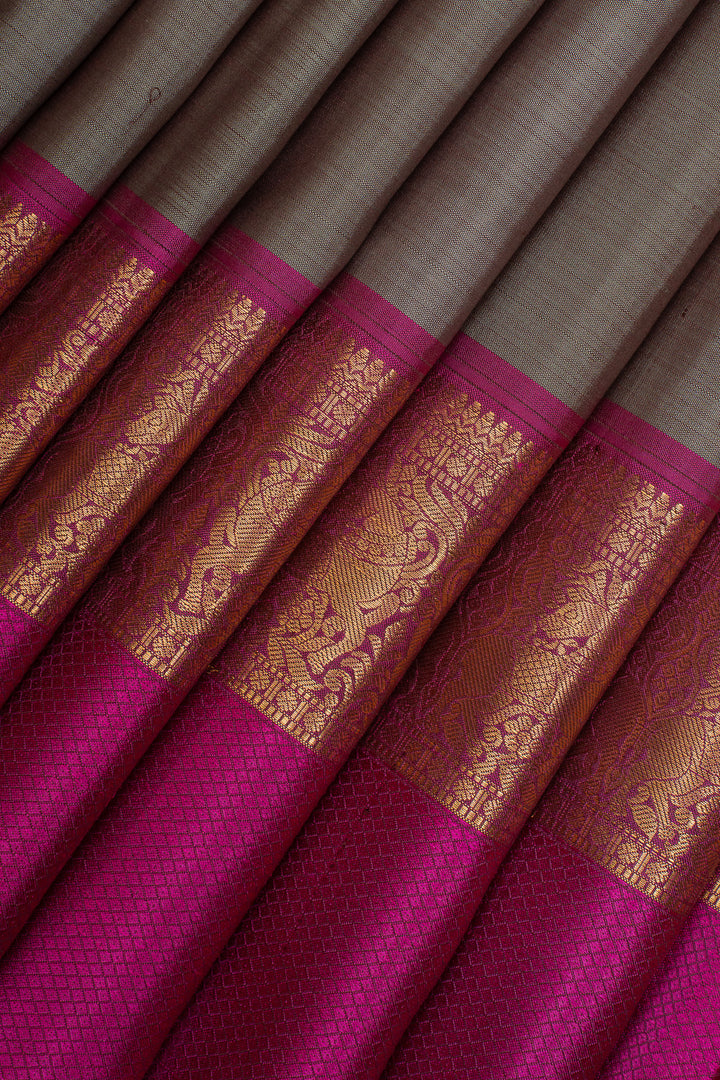Grey Traditional Pure Kanchipuram Silk Saree