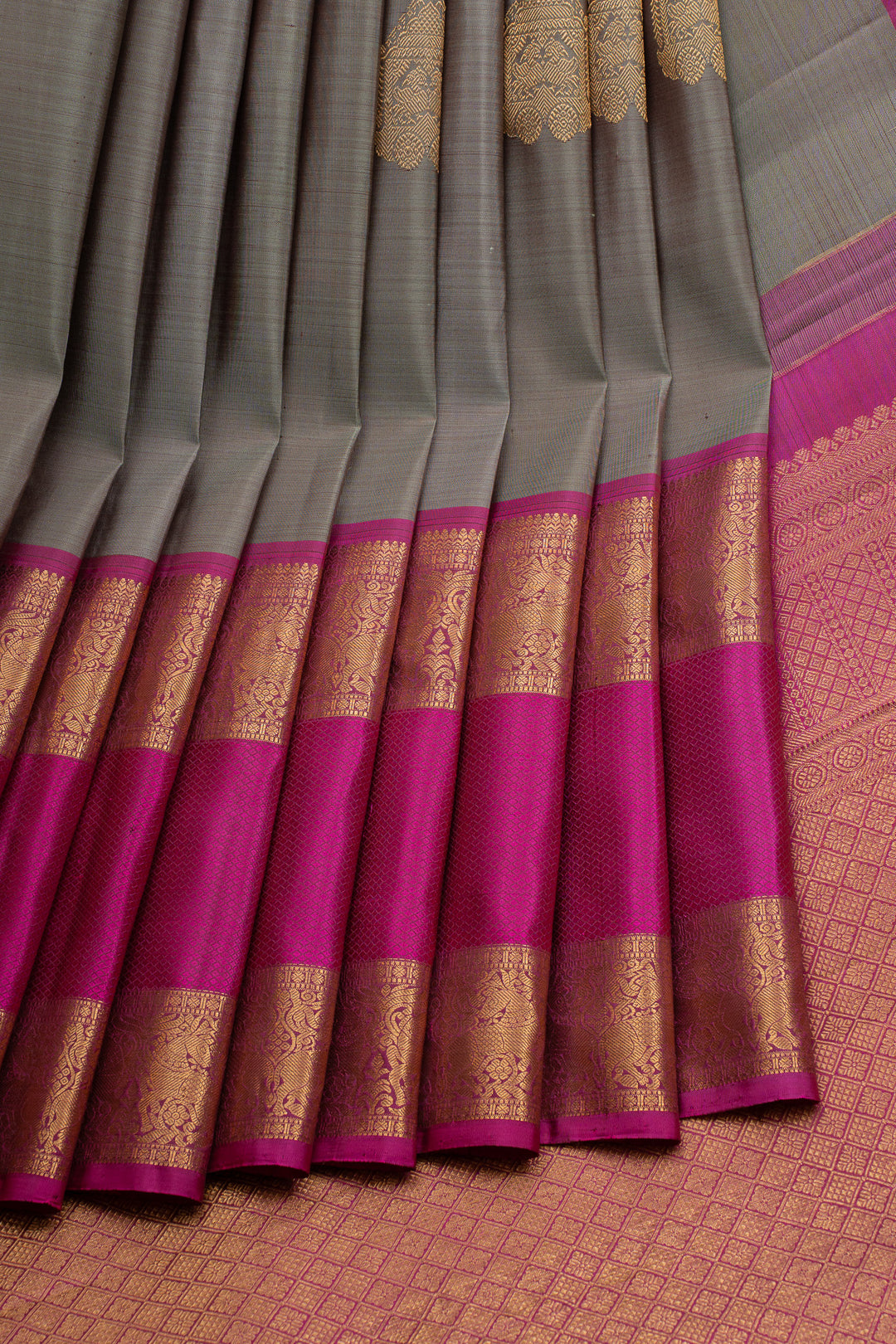 Grey Traditional Pure Kanchipuram Silk Saree