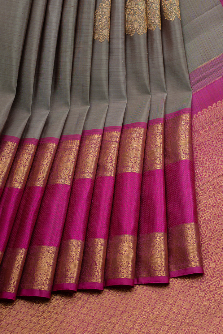 Grey Traditional Pure Kanchipuram Silk Saree