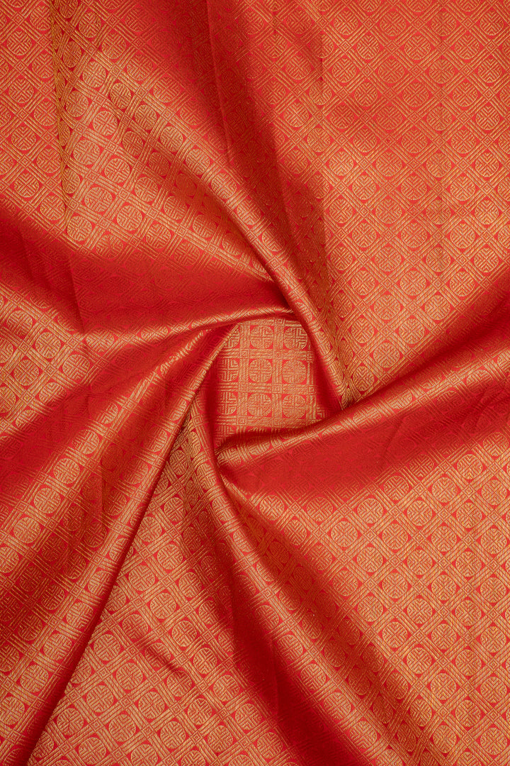 Lime Yellow and Red Meenakari Pure Kanchipuram Silk Saree