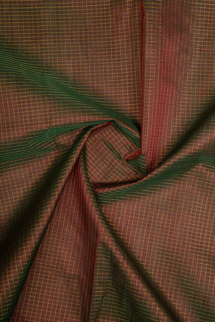 Mandhulir Zari Checks Pure Kanchipuram Silk Saree
