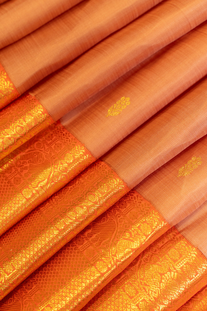 Salmon Pink pure Kanchipuram silk saree