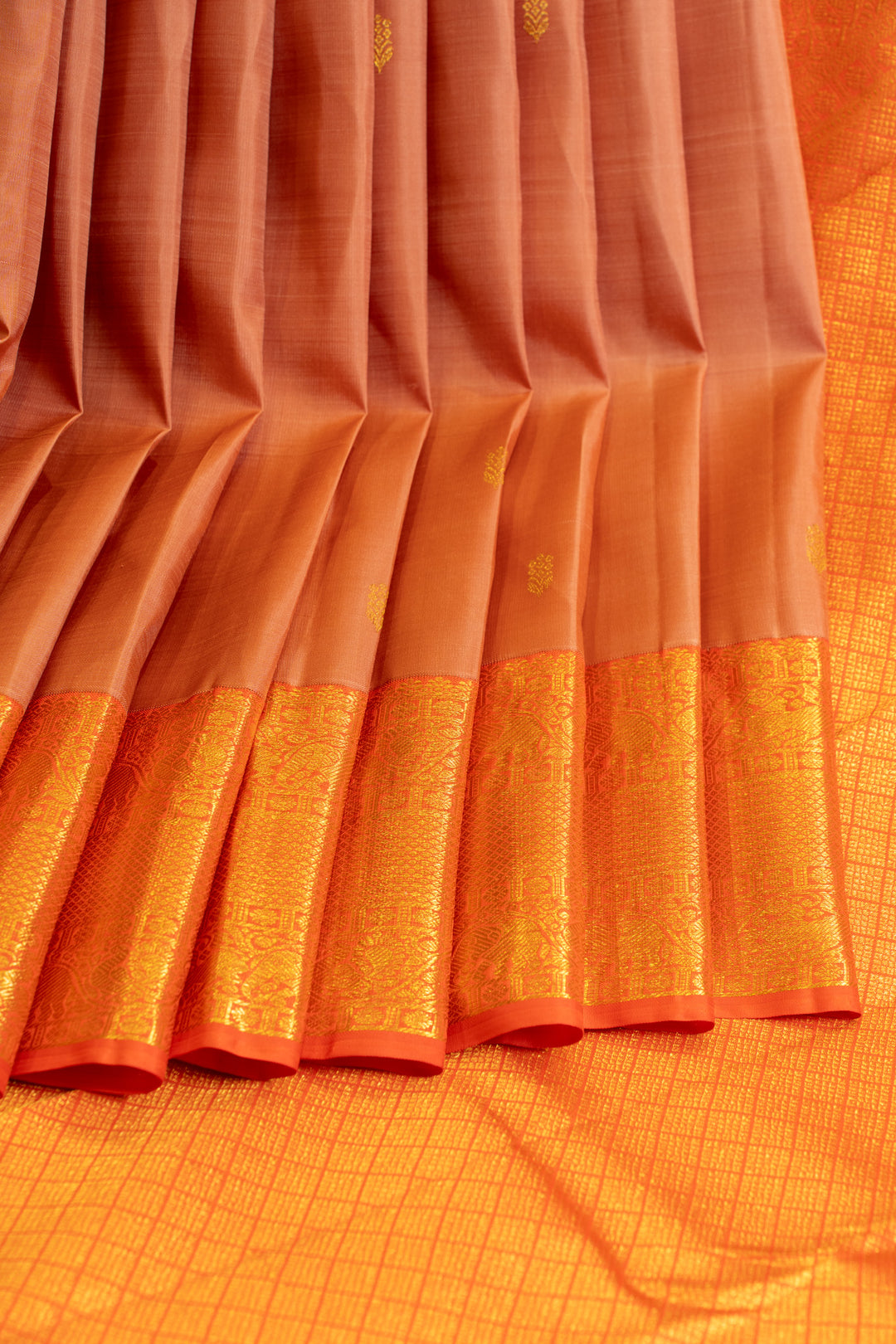 Salmon Pink pure Kanchipuram silk saree