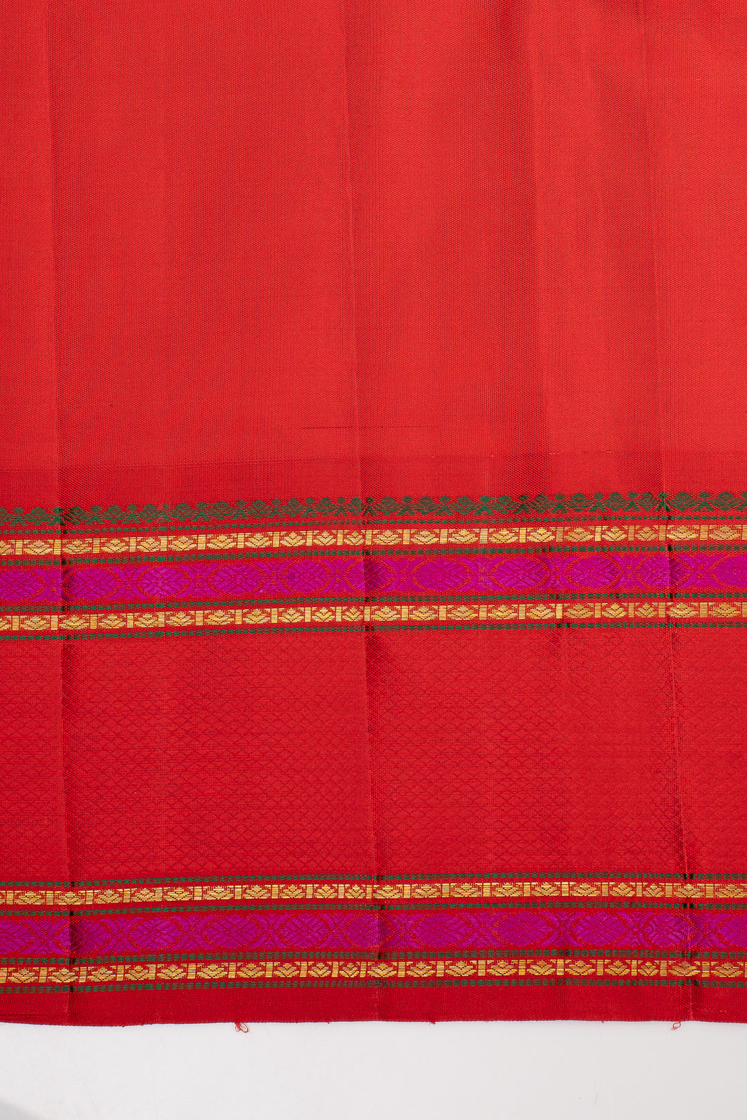 Lime Yellow and Red Meenakari Pure Kanchipuram Silk Saree