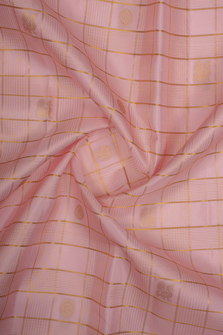 Pastel Pink and Jamun Rettai Pettu Pure Kanchipuram Silk Saree