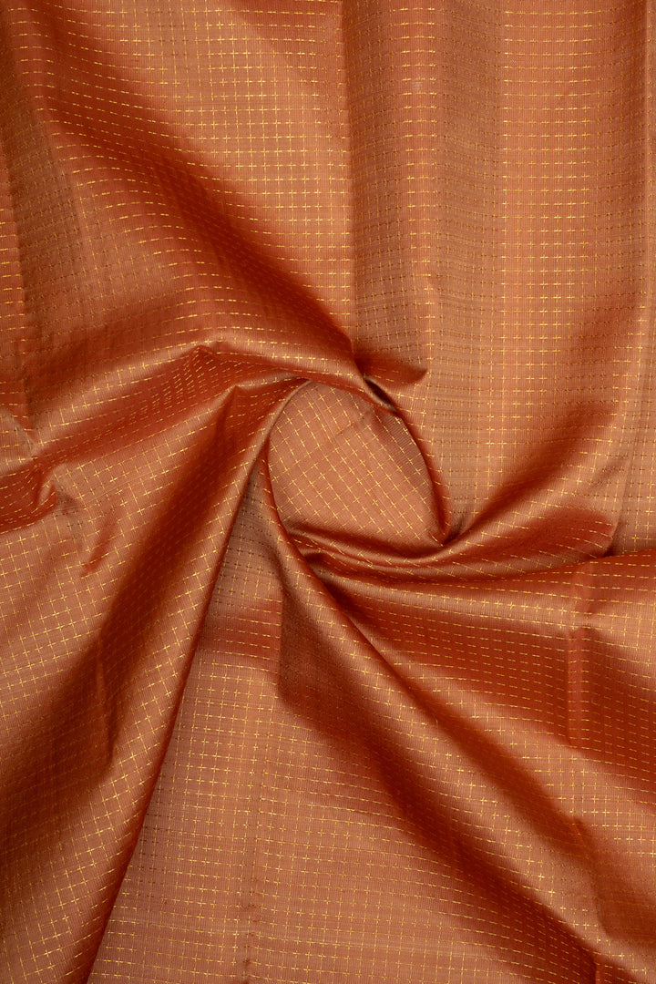 Khaki and Red Plus Butta Pure Kanchipuram Silk Saree