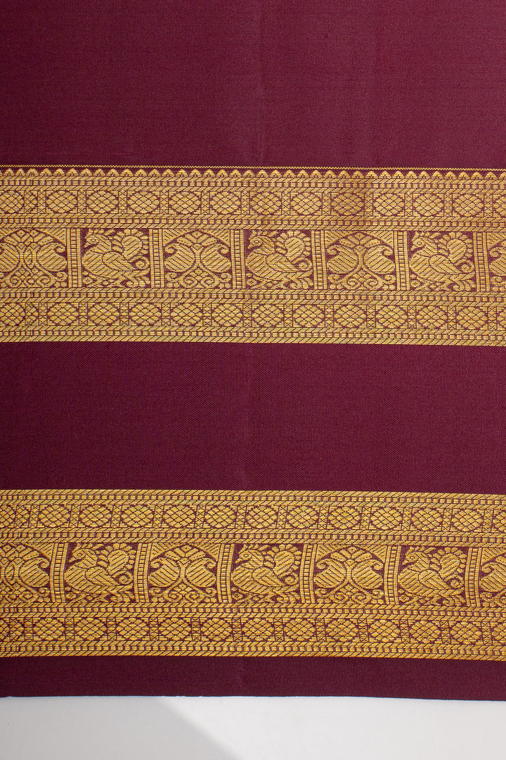 Pastel Pink and Jamun Rettai Pettu Pure Kanchipuram Silk Saree