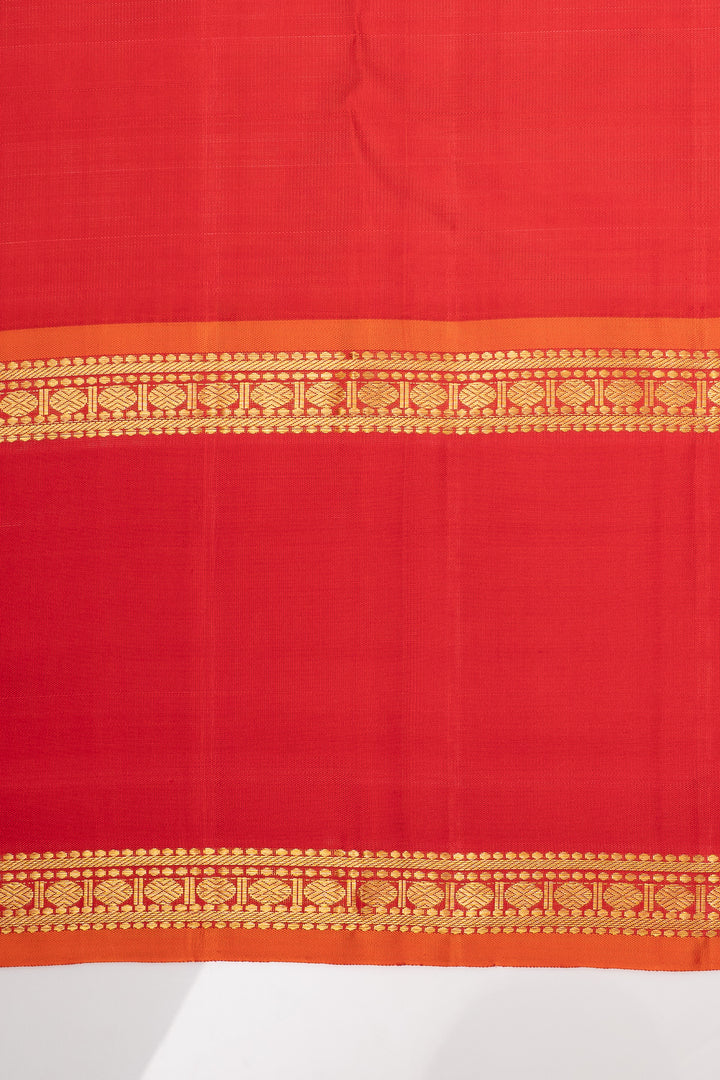 Khaki and Red Plus Butta Pure Kanchipuram Silk Saree
