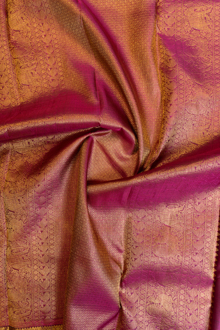 Sage green and Magenta pure Kanchipuram silk saree