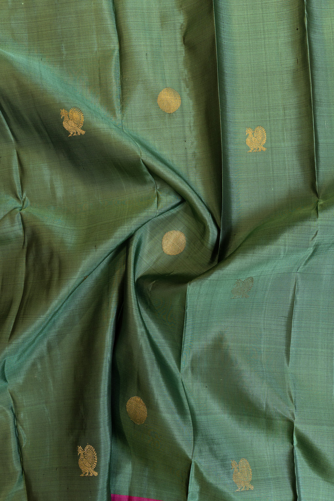 Sage green and Magenta pure Kanchipuram silk saree