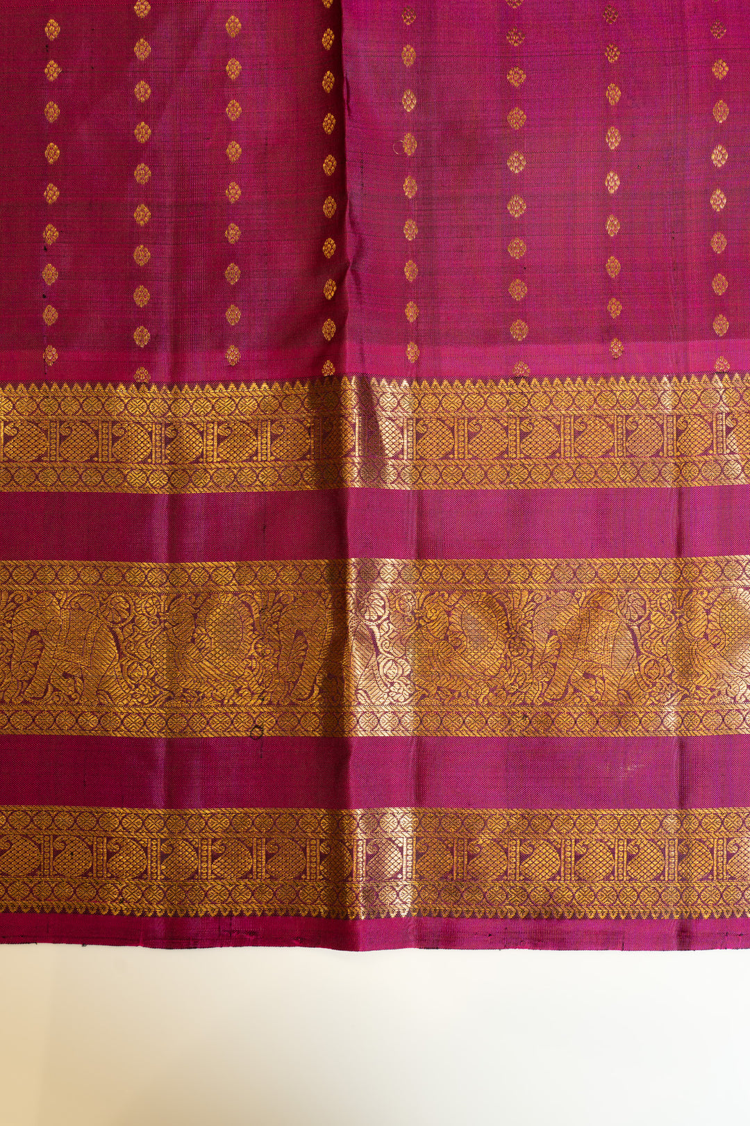 Sage green and Magenta pure Kanchipuram silk saree
