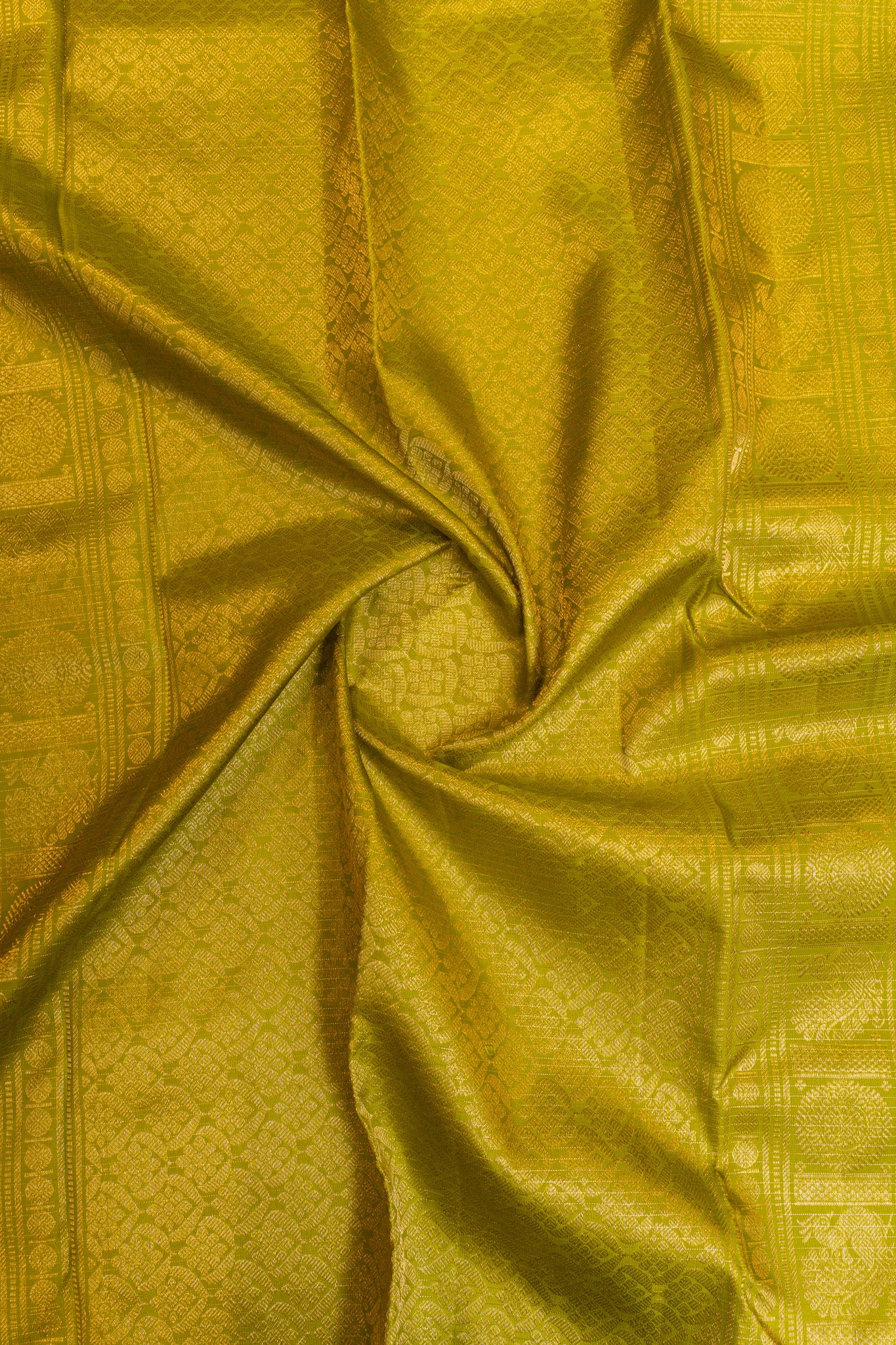 Parrot green zari checks pure Kanchipuram silk saree