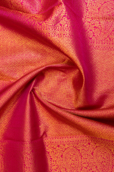 Cosmic beige and pink traditional pure Kanchipuram silk saree