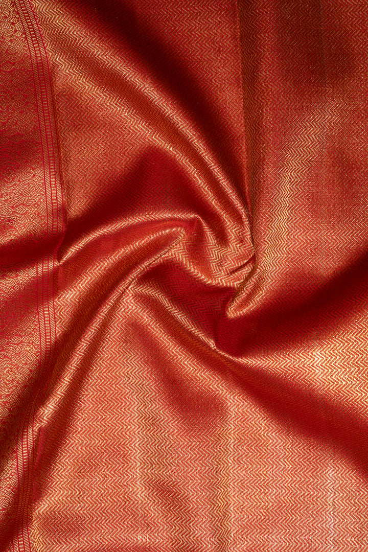 Silver Grey and Red Stripes Pure Kanchipuram Silk Saree - Clio Silks