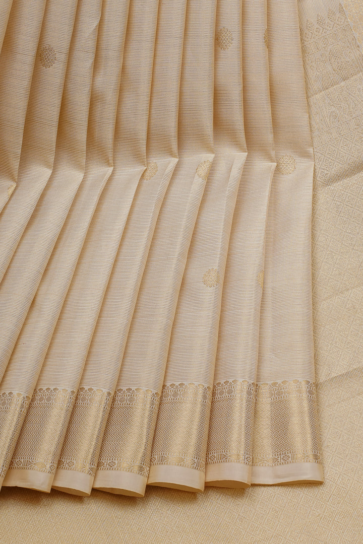 Ivory Vairaoosi Pure Kanchipuram Silk Saree