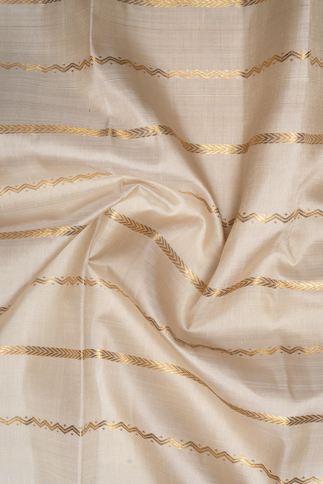 Silver Grey and Red Stripes Pure Kanchipuram Silk Saree - Clio Silks