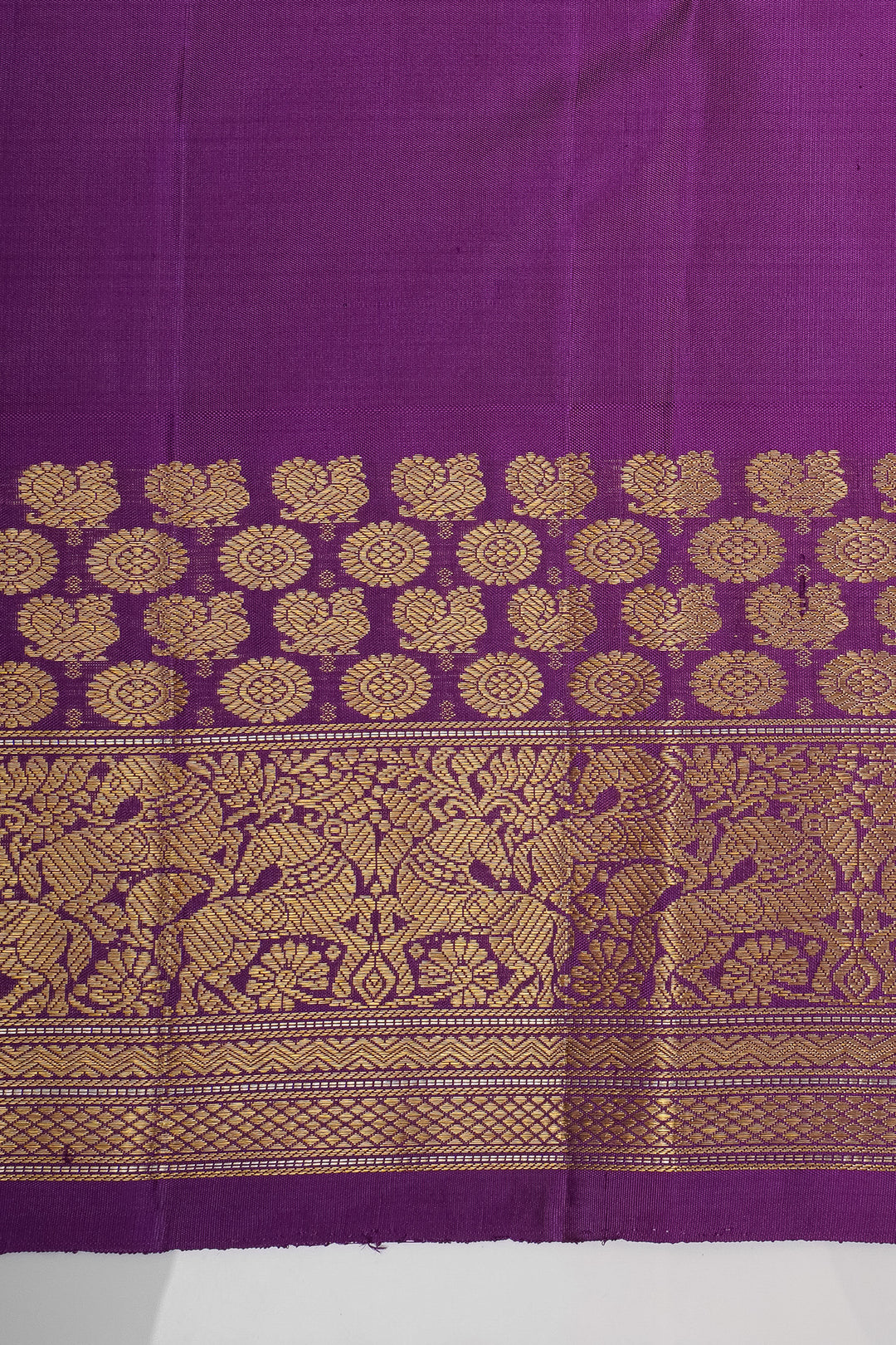 Parrot Green and Purple Vintage Pure Kanchipuram Silk Saree