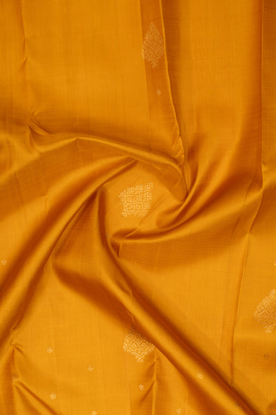 Mustard yellow traditional pure Kanchipuram silk saree