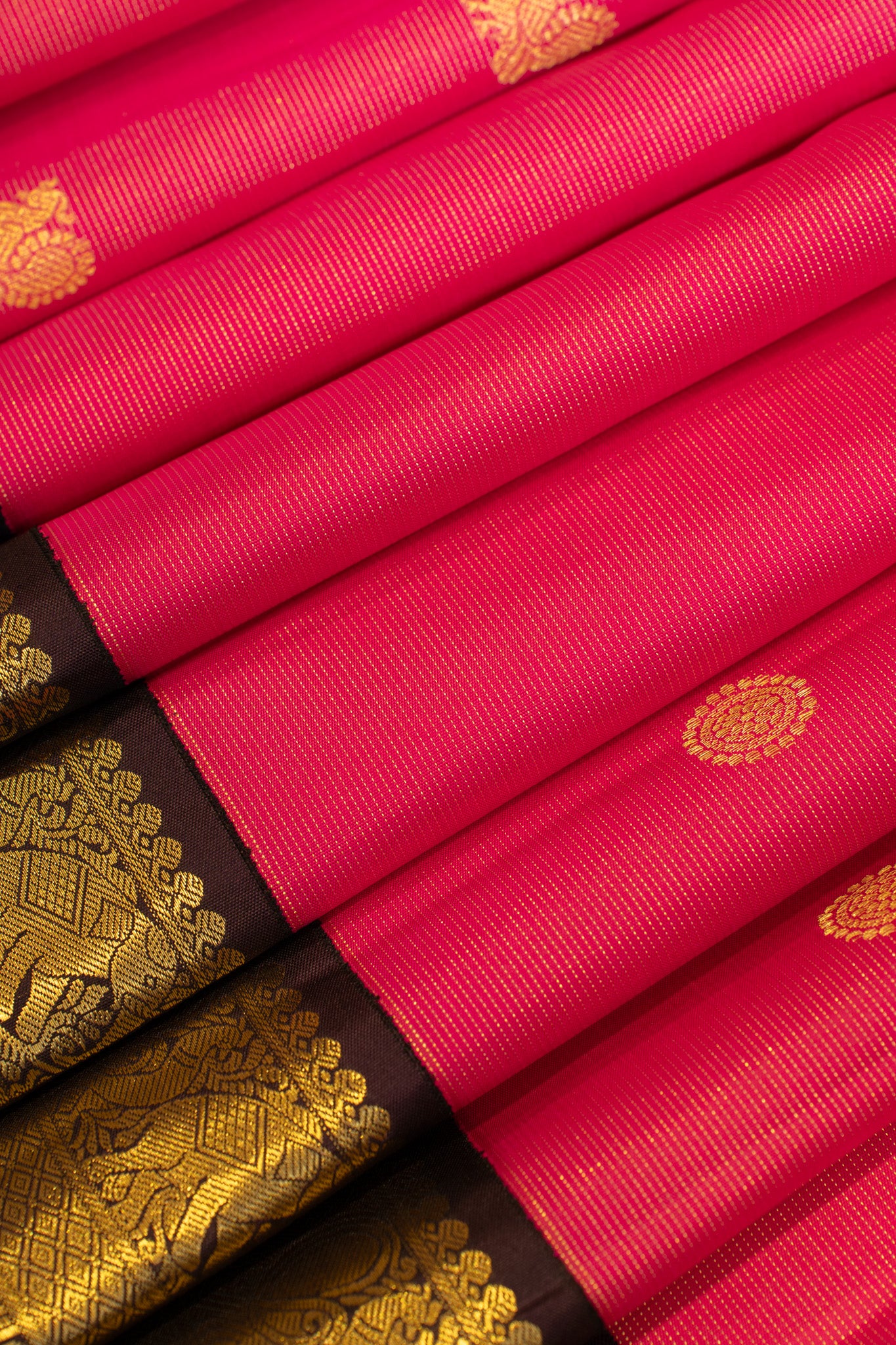 Magenta and brown vairaoosi traditional pure Kanchipuram silk saree