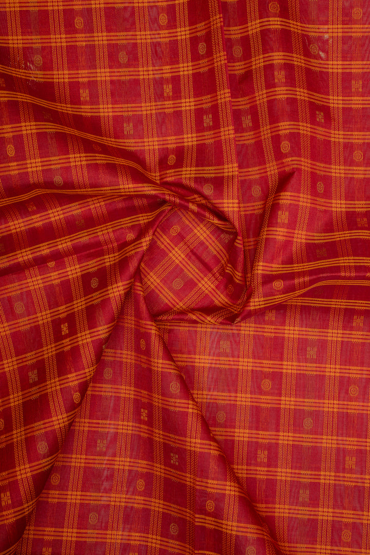 Red and Orange Pure Silk Cotton Saree
