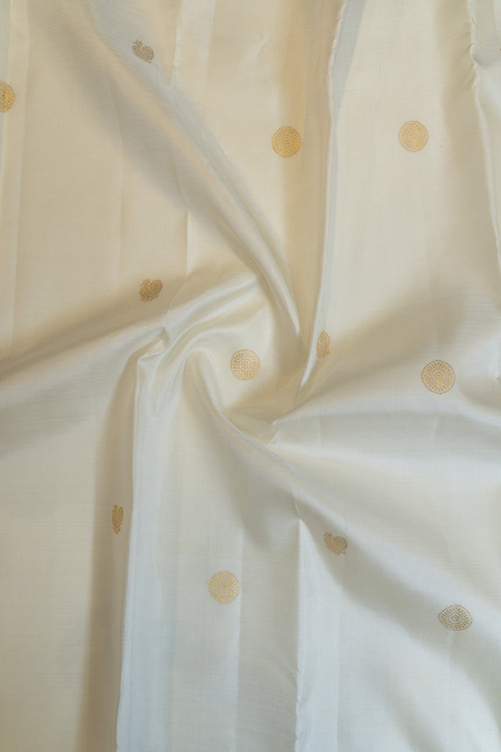 Pearl white and black pure Kanchipuram silk saree