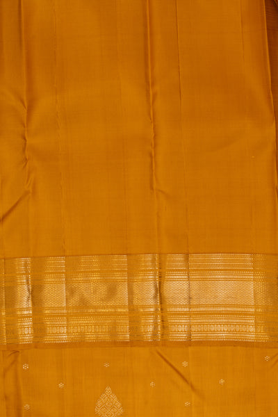 Mustard yellow traditional pure Kanchipuram silk saree