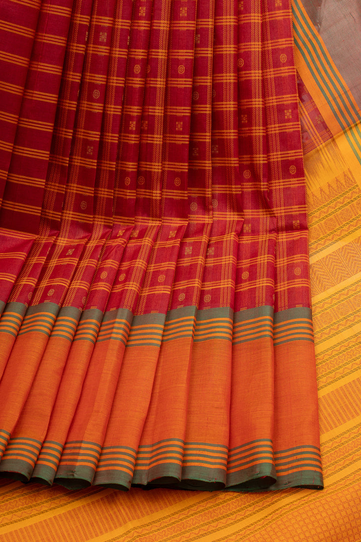Red and Orange Pure Silk Cotton Saree