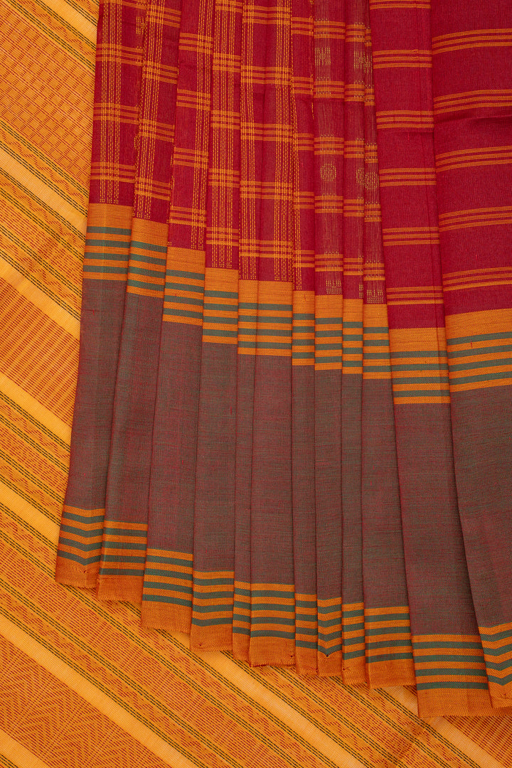 Red and Orange Pure Silk Cotton Saree