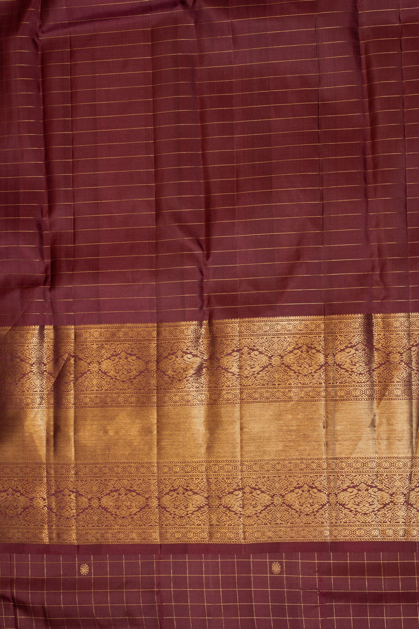 Maroon zari checks traditional pure Kanchipuram silk saree