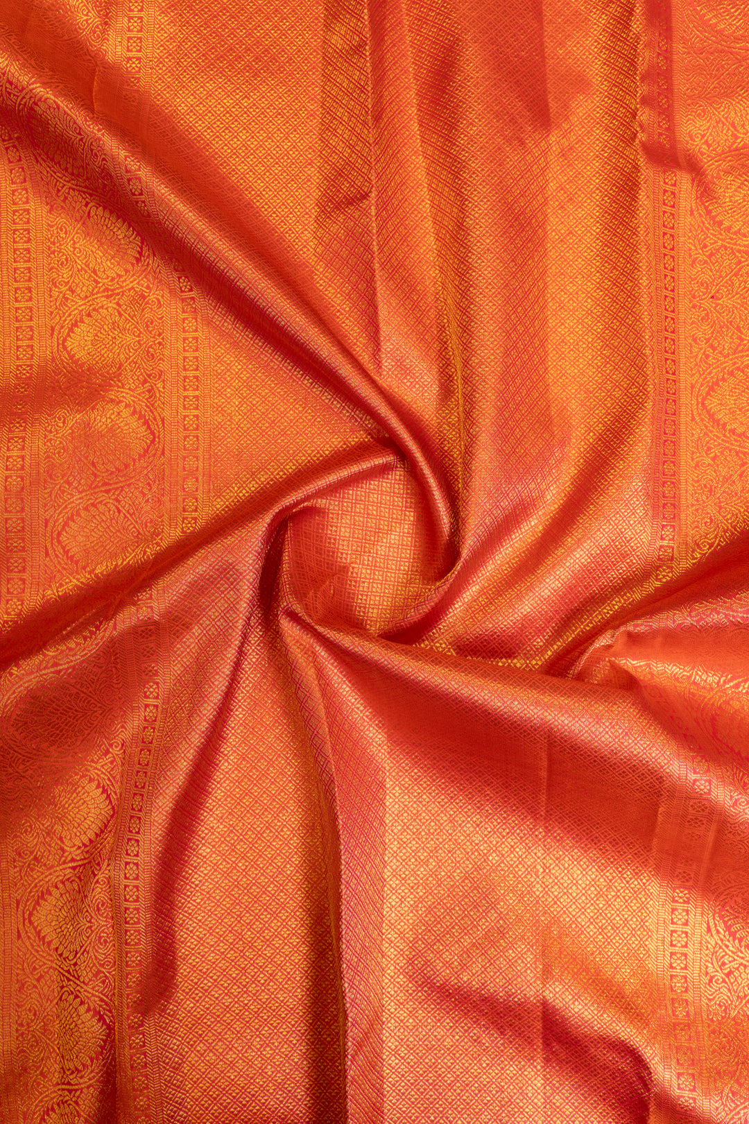 Peach pink traditional pure Kanchipuram silk saree