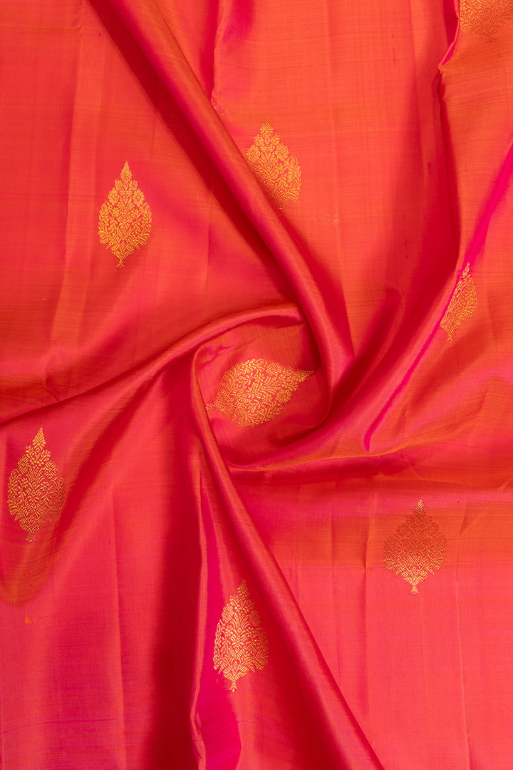 Peach pink traditional pure Kanchipuram silk saree