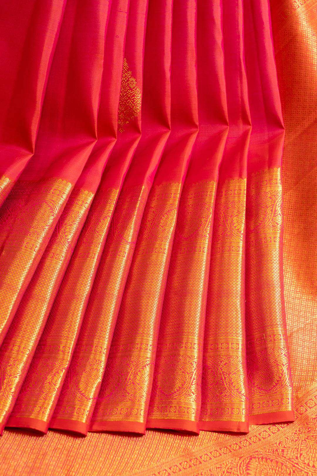 Peach pink traditional pure Kanchipuram silk saree