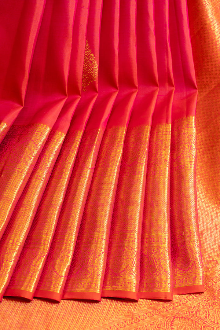 Peach pink traditional pure Kanchipuram silk saree