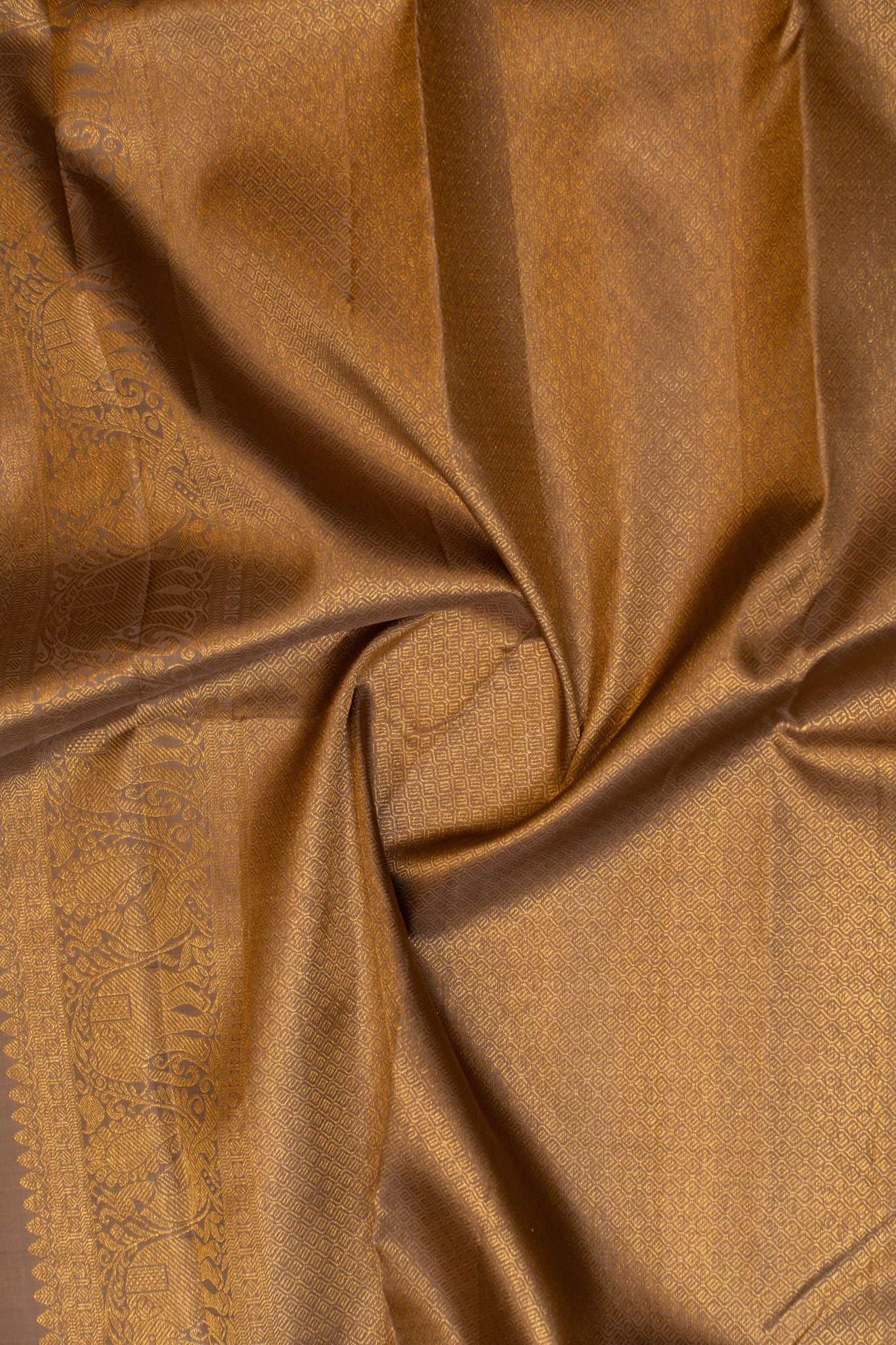 Beige pastel pure Kanchipuram silk saree