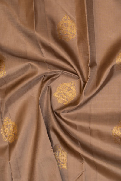 Beige pastel pure Kanchipuram silk saree