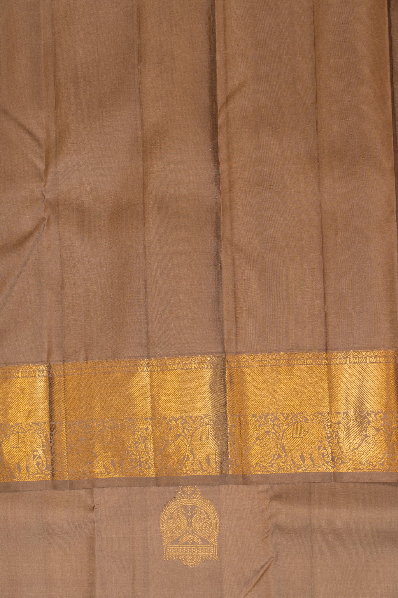 Beige pastel pure Kanchipuram silk saree