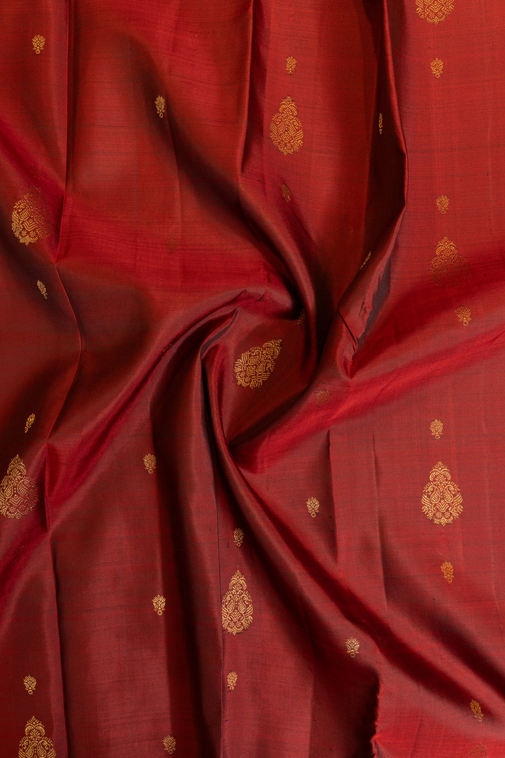 Maroon and brown rettai pettu pure Kanchipuram silk saree