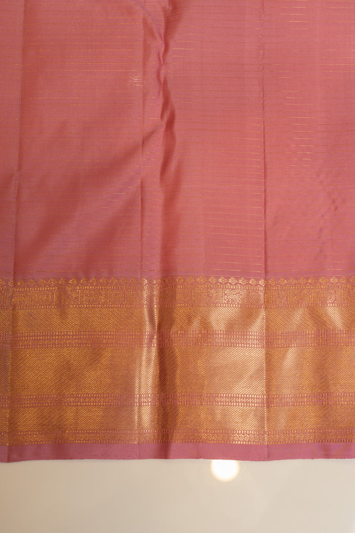 Lotus pink vairaoosi checks pure Kanchipuram silk saree