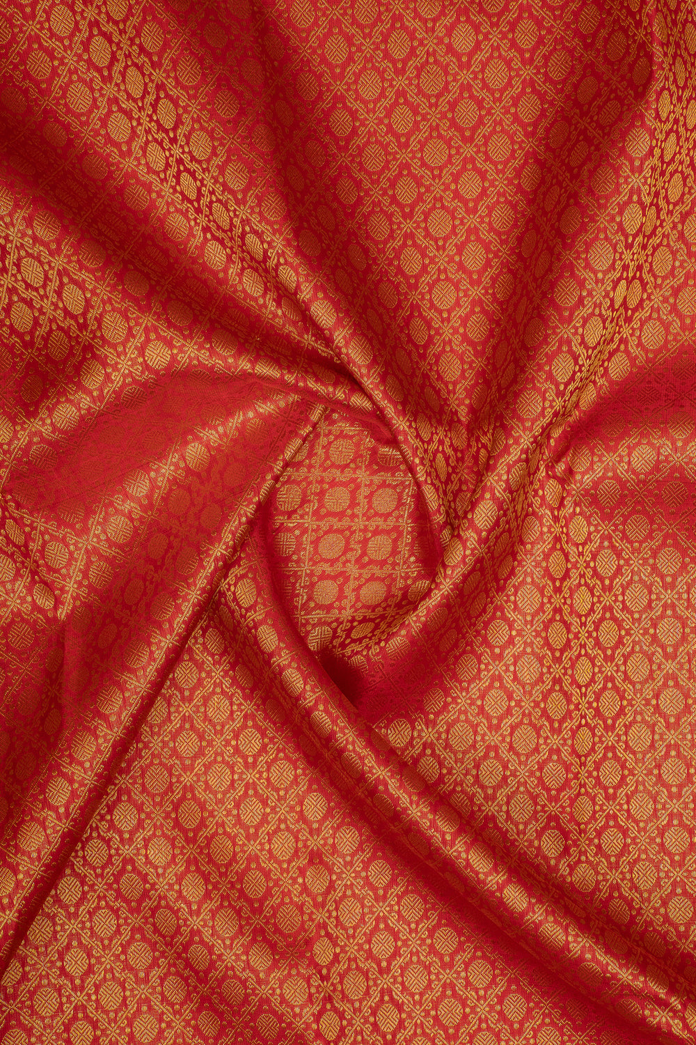 Red and yellow brocade Beetu butta pure kanchipuram silk saree