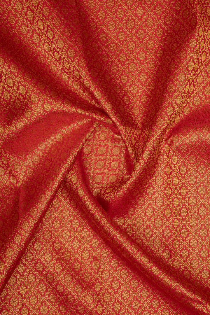 Red and yellow brocade Beetu butta pure kanchipuram silk saree