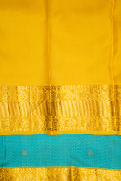 Blue and Yellow Pure Soft Silk Saree - Clio Silks