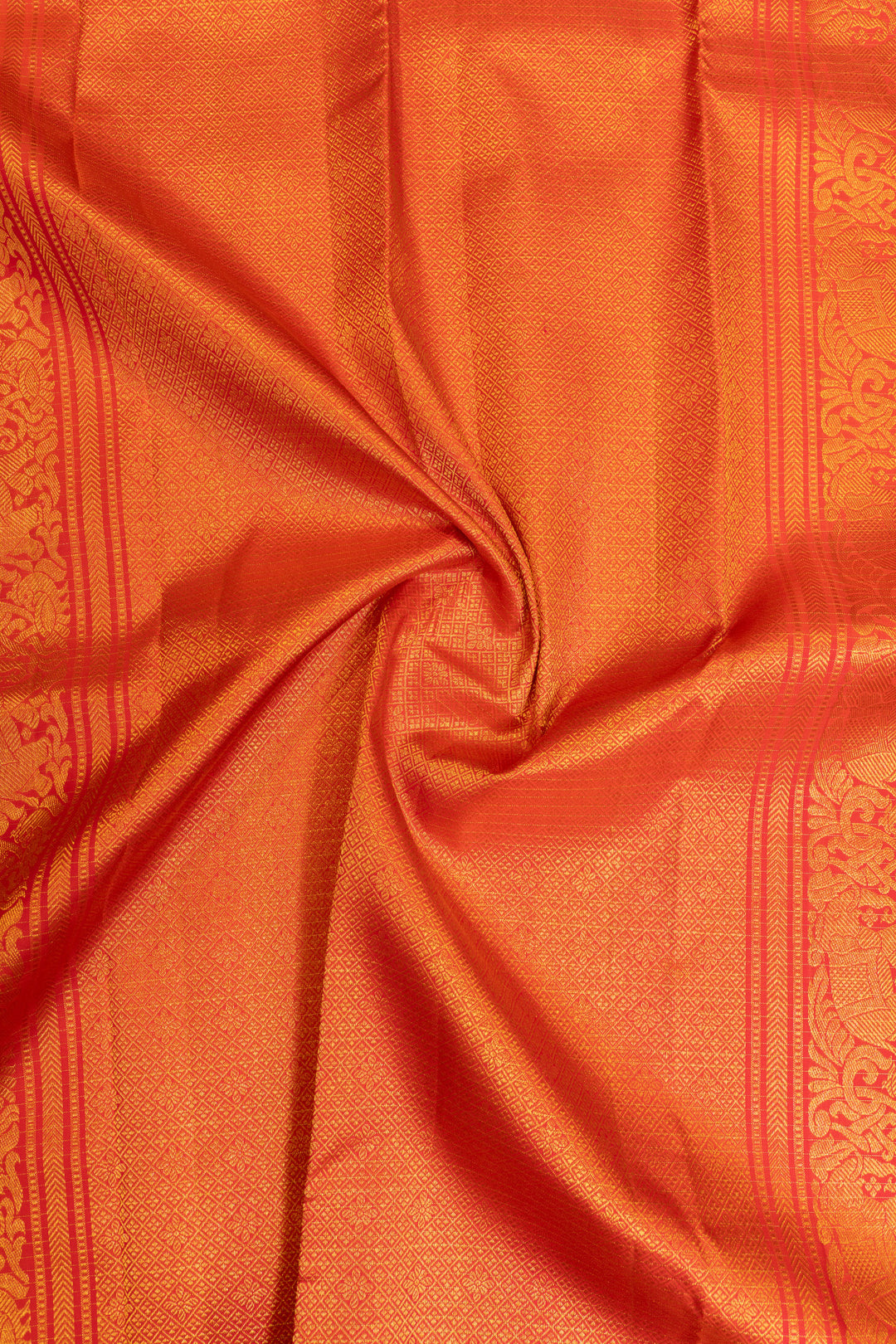 Chilli red zari checks pure Kanchipuram silk saree