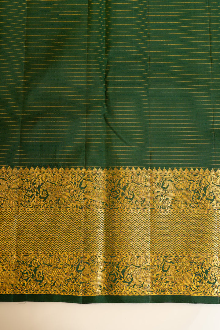 Chilli red zari checks pure Kanchipuram silk saree