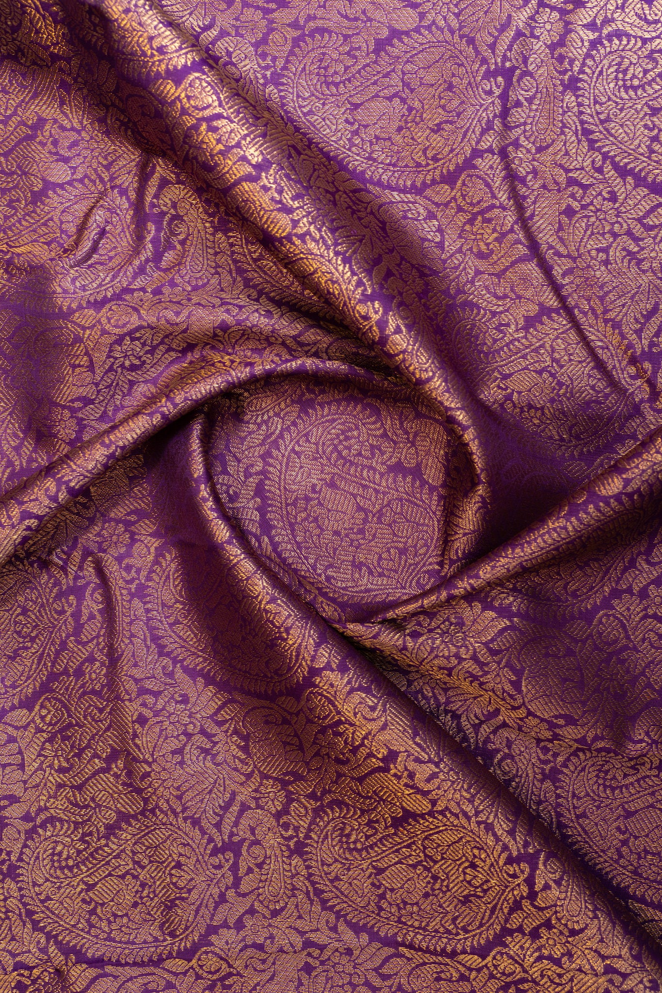 Dark purple paisley vanasingaram brocade pure Kanchipuram silk saree