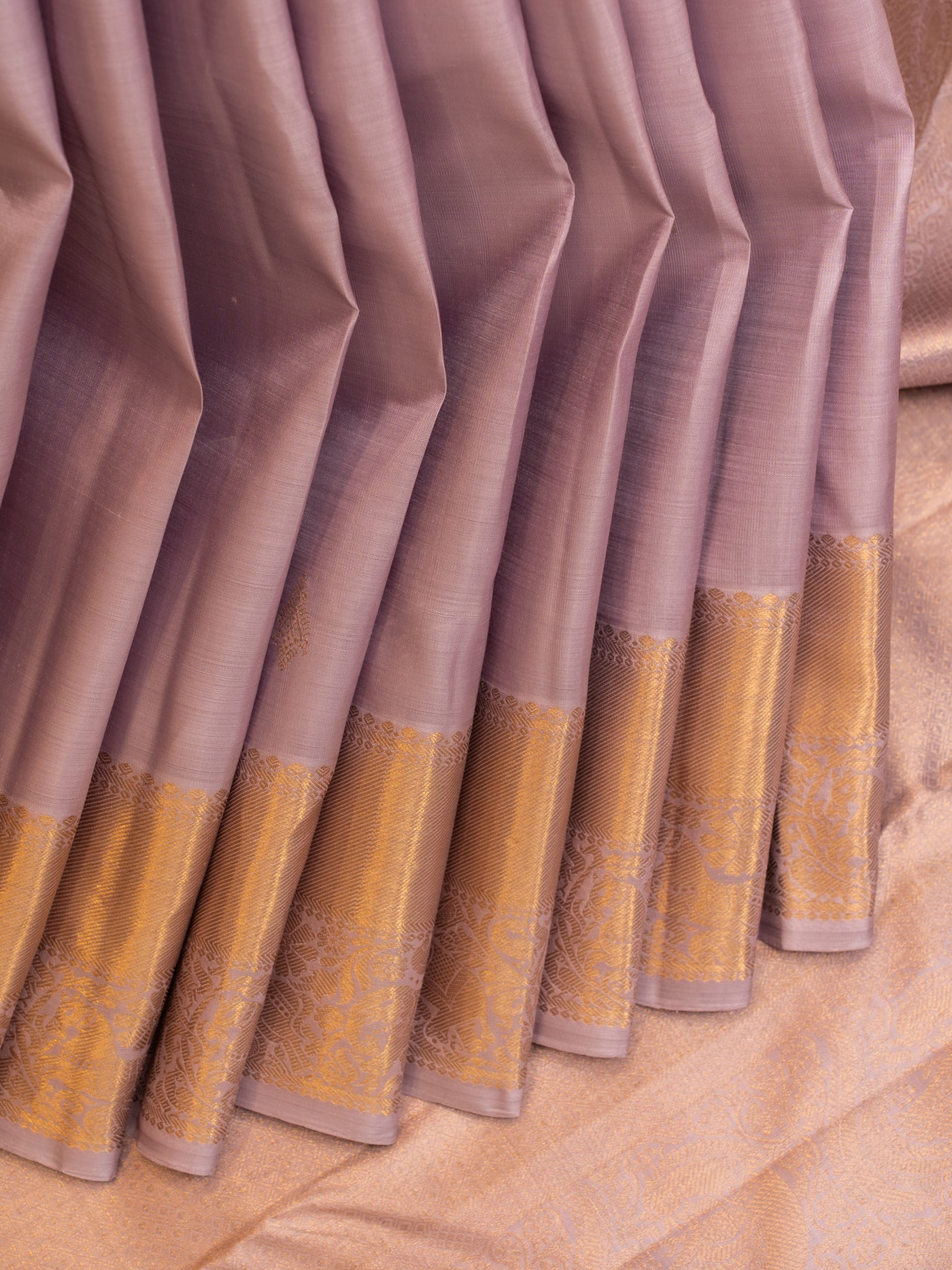 Lilac pastel pure Kanchipuram silk saree