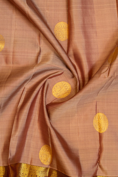 Pinkish beige pure Kanchipuram silk saree