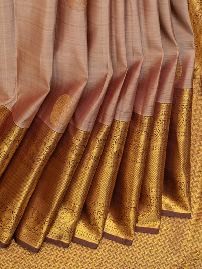 Pinkish beige pure Kanchipuram silk saree