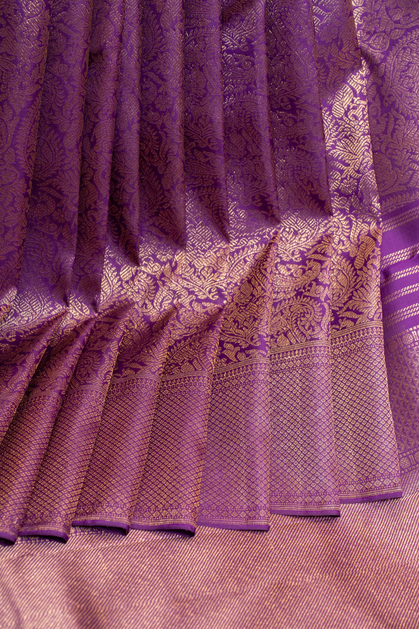 Dark purple paisley vanasingaram brocade pure Kanchipuram silk saree